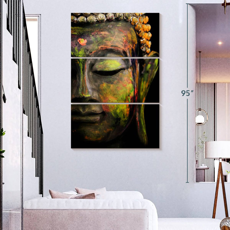 Portrait coloré de Bouddha, H 74 po x l 48 po