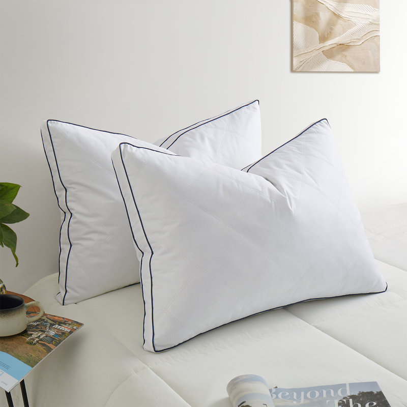 Premium Goose Feather & Down Bed Pillows (Set of 2) – Breathable 100% Cotton Shell, Plush Sleep Pillow Inserts, King