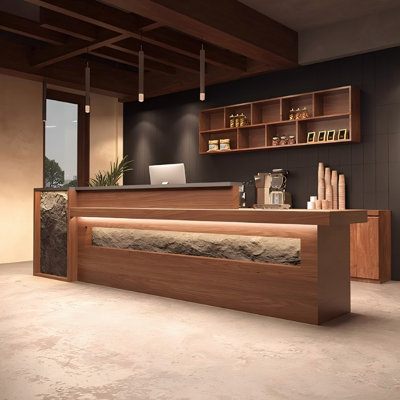 Rustic Industrial Style Front Desk in Natural Wood Colour