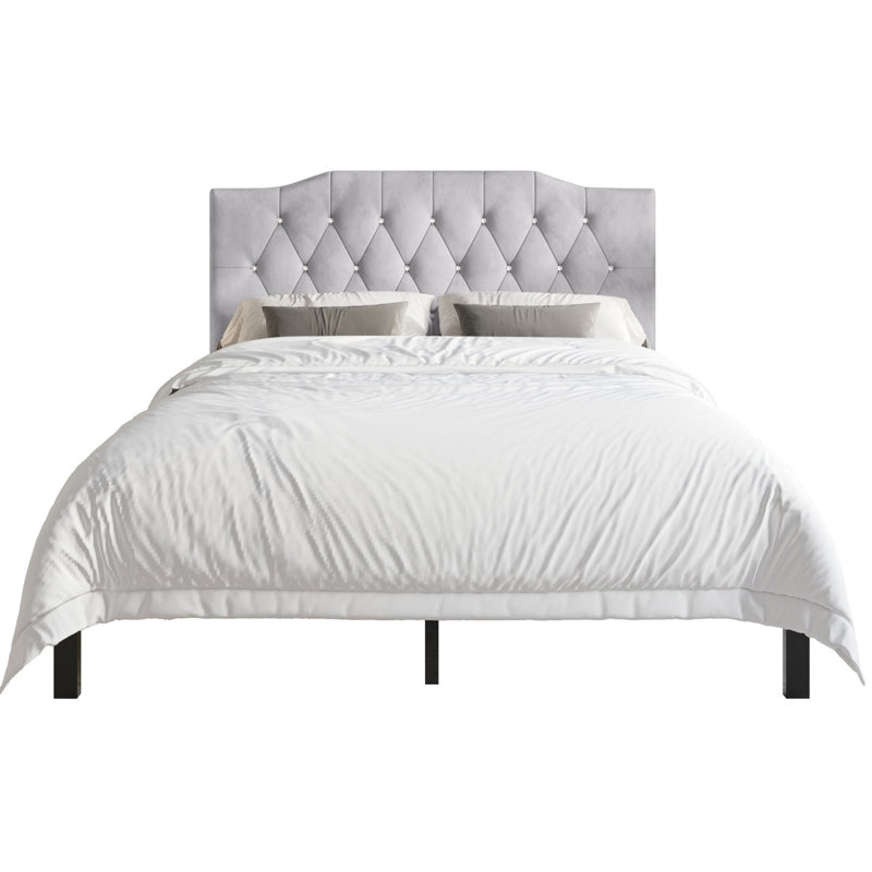 Dshawn Upholstered Panel Bed, Silver Gray, King