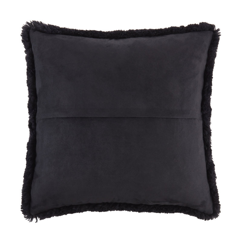 Shearling Collection Sheepskin Throw Pillow, Black, Down
