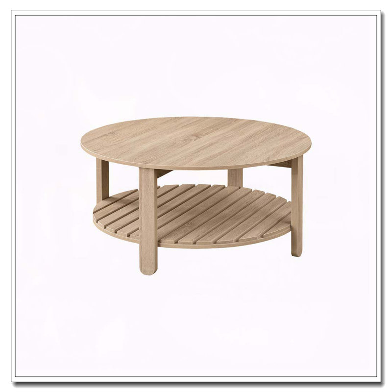Table basse ronde en bois d'ingénierie à 1 tablette Altos Natural