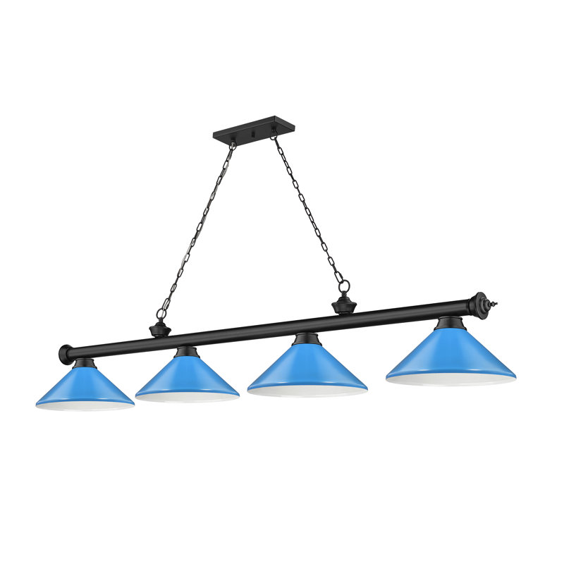 Annaleisa 4 - Light Pool Table Lights Pendant, Electric Blue, Matte Black