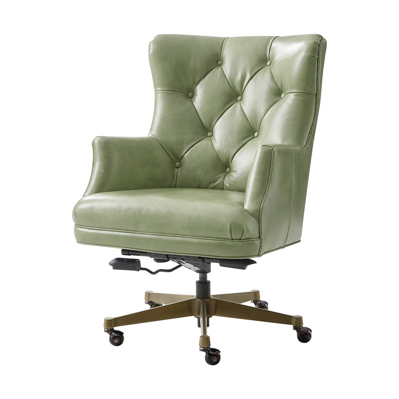 Genuine Leather Office Chair, Sage