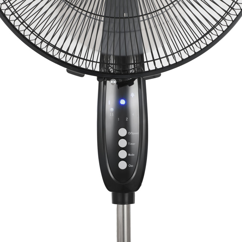 BLACK+DECKER BFSD116B 16" Oscillating Dual-Blade Stand Fan with Remote, Adjustable Height, Black