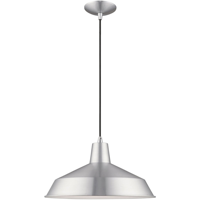 Luminaire suspendu en forme de dôme à 1 lumière Taleke, Aluminium brossé, Aluminium brossé / blanc