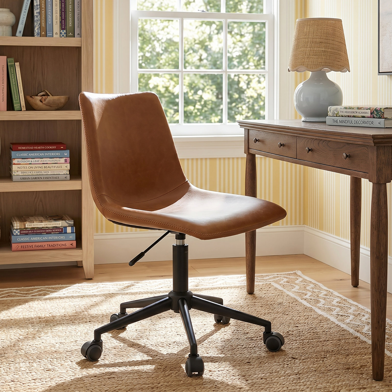 Bela Office Chair, Tan Genuine Leather
