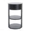 Table d'appoint ronde d'intérieur en métal à 3 niveaux avec armoire à porte coulissante - Noir mat-478872455