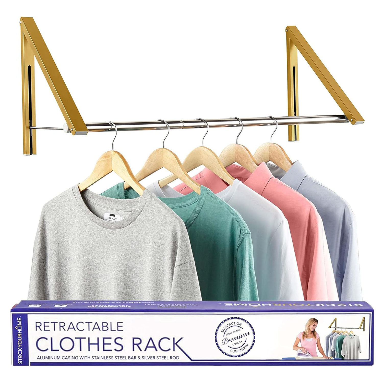 Rebrilliant Double Foldable Clothing Rack W/ Extension Rod, Wall ...
