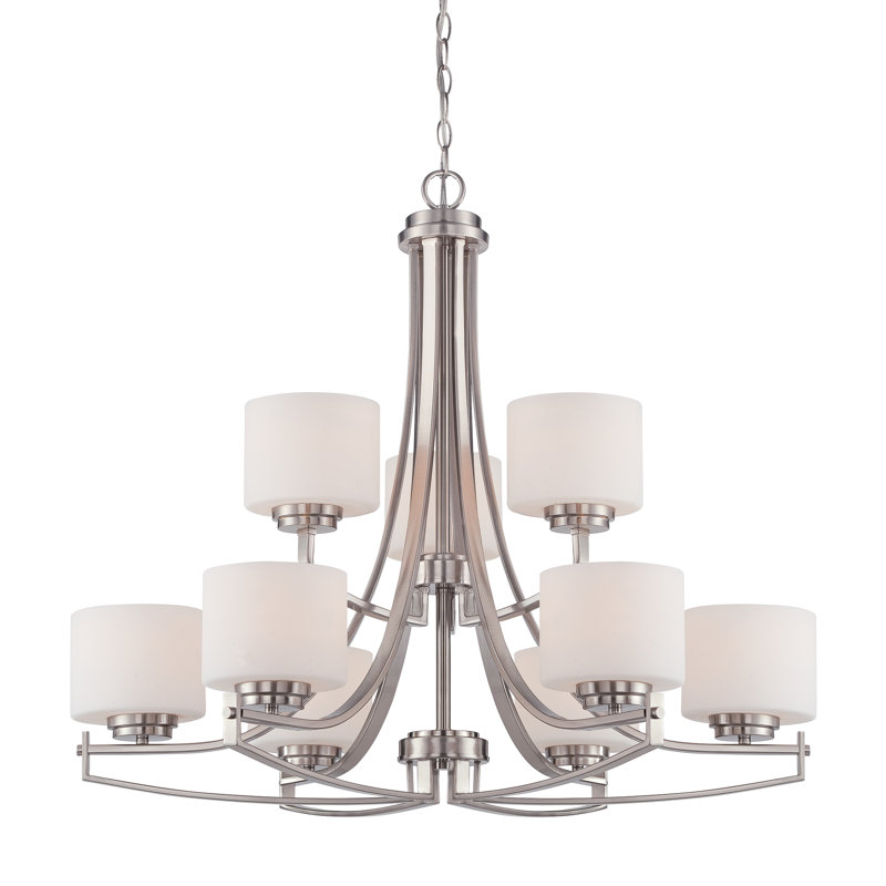 Lustre à niveaux 9 lumières avec abat-jour Dalaysa