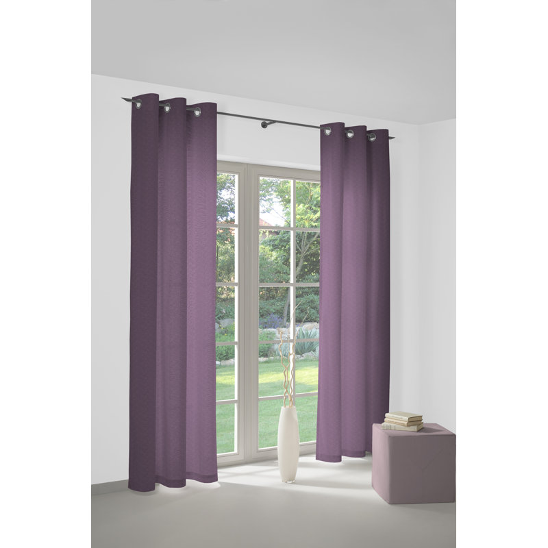Uni Collection 100% Cotton Room Darkening Curtain Single Panel, 142cm wide x 295cm high, Aubergine