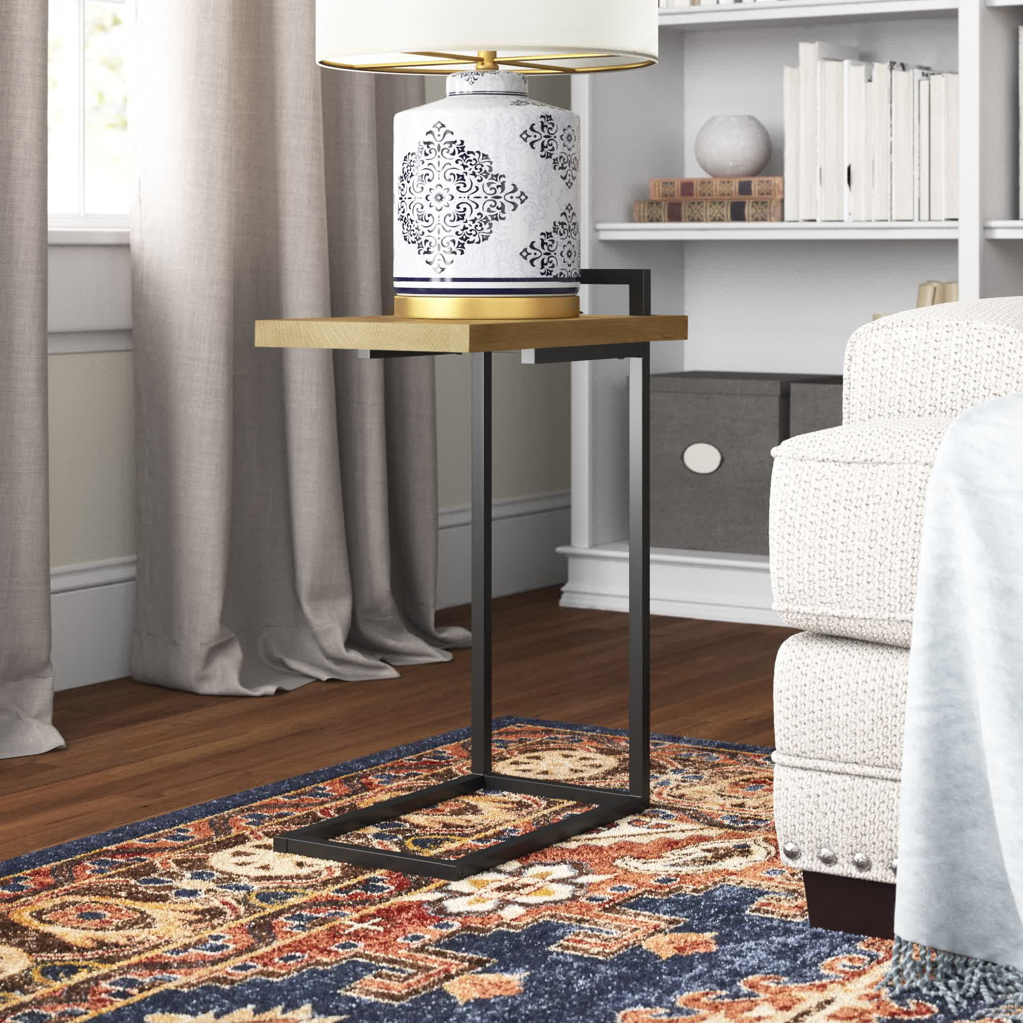 17 Stories Maxwell Cshaped Accent Table with USB Charging Port