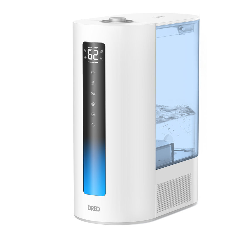 Humidificateur à brume froide et chaude avec filtre Dreo, humidificateur à remplissage de réservoir de 6 l, humidificateurs à ultrasons silencieux pour la chambre à coucher, voyant lumineux, routine de 60 heures, capteur d'humidité précis, plateau à double aromapad, bleu