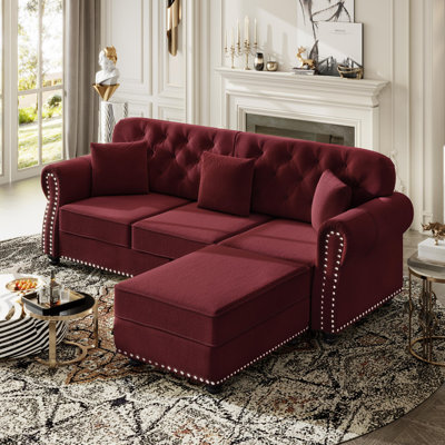 Canapé capitonné en velours 82,6 po Chesterfield
