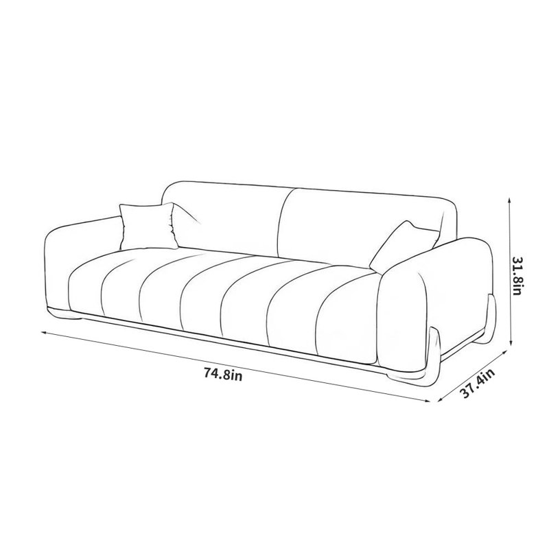Minimalist Casual Creative Sofa, Brown, 2, 31.8" H x 74.8" W x 37.4" D
