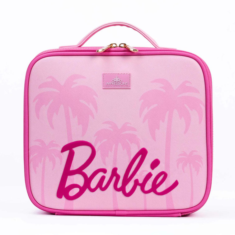 IMPRESSIONS VANITY · COMPANY Barbie Handheld Travel Cosmetic Bag for Girls,  Faux Leather Makeup Organizer Case with Brush Holder
