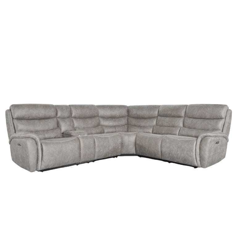 Ensemble de canapé modulaire inclinable manuel 3 pièces Folu, dossier gris doux, Électrique - Bouton-poussoir