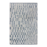 Shaggy Checkered Area Rug in Blue/Gray/Ivory