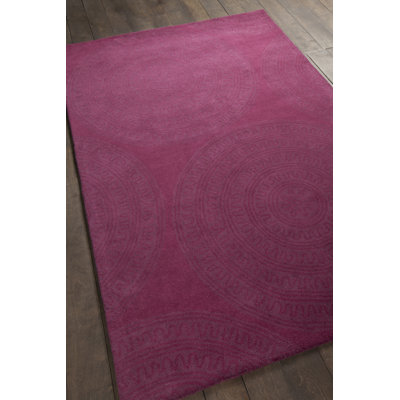 Chandra Rugs Authentic Allie Handmade Hand Tufted Geometric Wool Maroon or Wine Area Rug