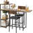 Dining Table Set for 2, 3-Piece Expandable Bar Table and Chairs Set, with Storage Shelves and Wine Rack, Small Kitchen Dining Set, Apartment-1355720302