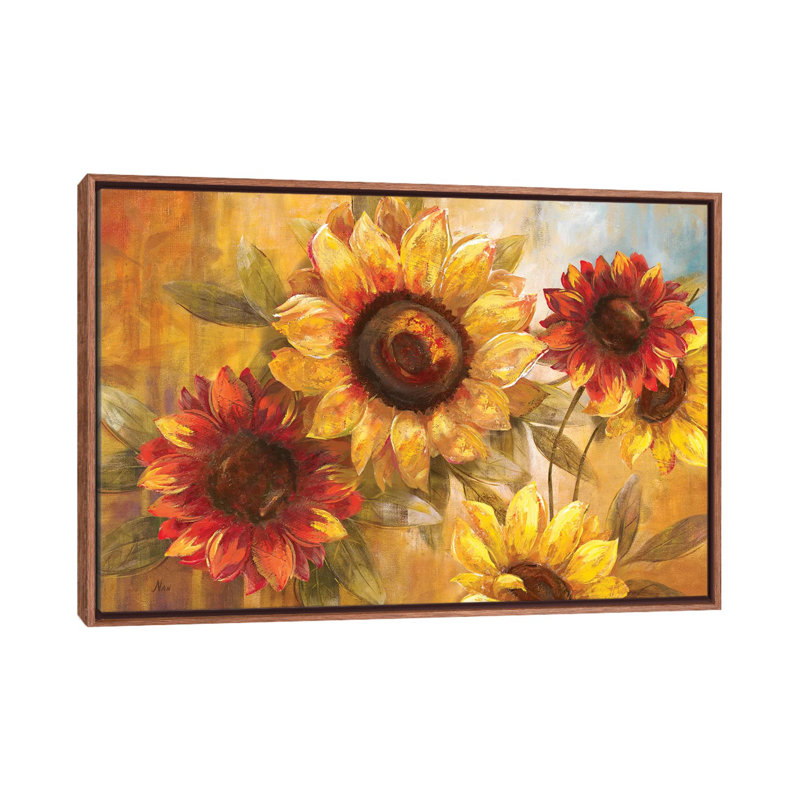 Tournesol «Cheer» par Nan - impression, H 32 po x l 48 po x 1,5 po, Cadre brun classique