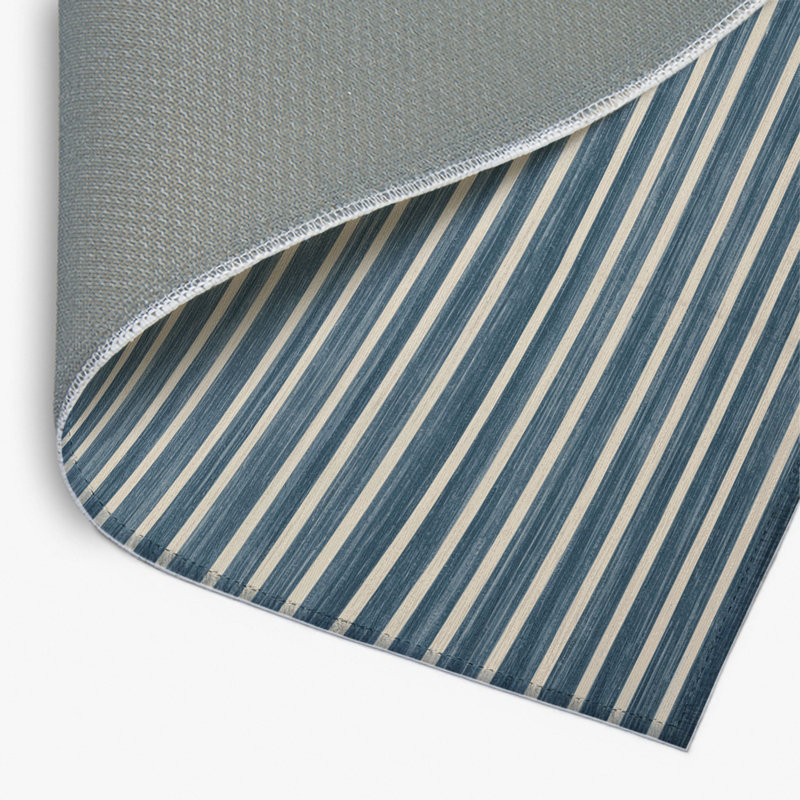 Tapis intérieur / extérieur bleu HorizontalStripes, Rectangulaire 8 pi x 10 pi