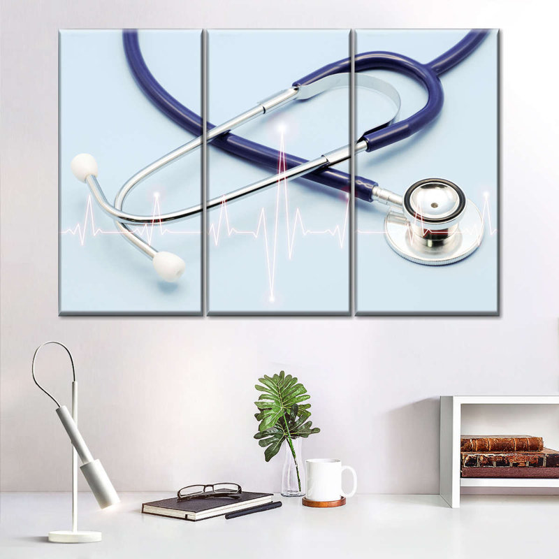 Stéthoscope médical, reproduction d'art sur toile, H 24 po x l 38 po x P 1,25 po