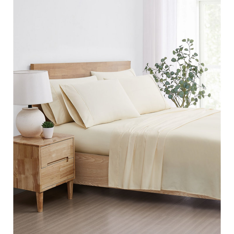 5th Avenue Lux 1200TC CVC Cooling Sheet Set, Cream, Split King Sheet Set with 4 Pillowcases