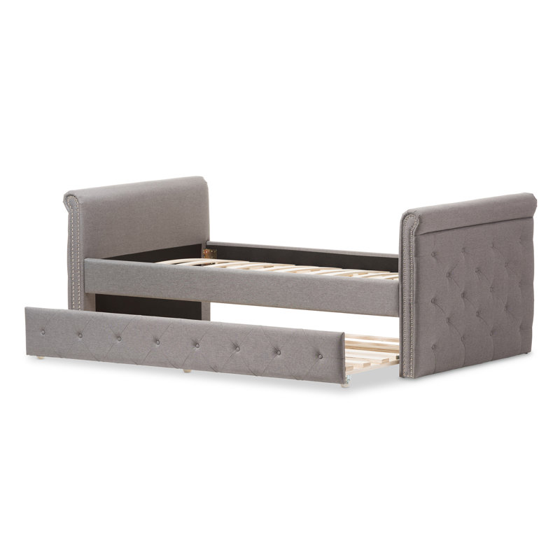 Lit de jour simple avec lit gigogne, Gris