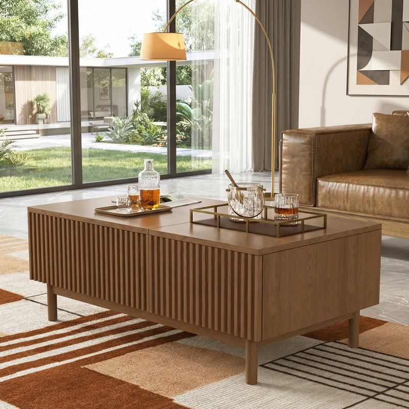 Table basse 51,1 "avec 2 tiroirs et compartiment de rangement caché, conception moderne
