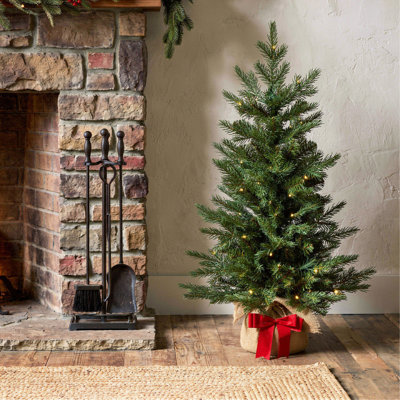 Arbre de Noël épinette pré-éclairé 3 pi Nordic