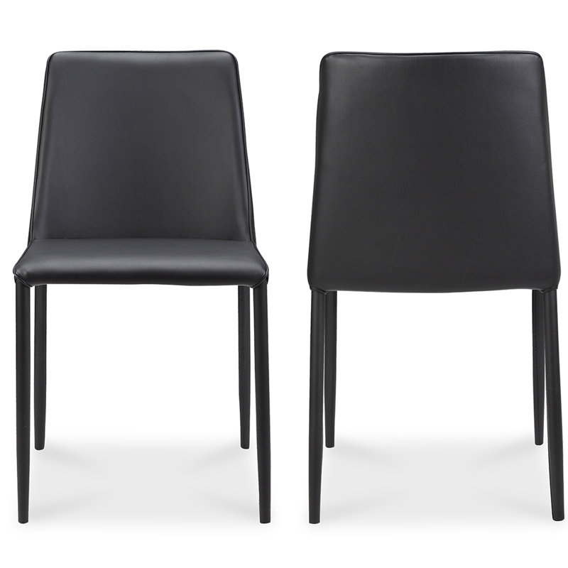 Noel Upholstered Dining Chair, Black Faux Leather, Black