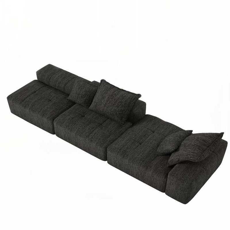 Canapé modulaire modulaire avec 6 coussins, aucun assemblage requis, Noir