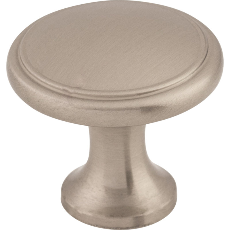 Ringed 1 1/8" Diameter Round Knob, Brushed Satin Nickel