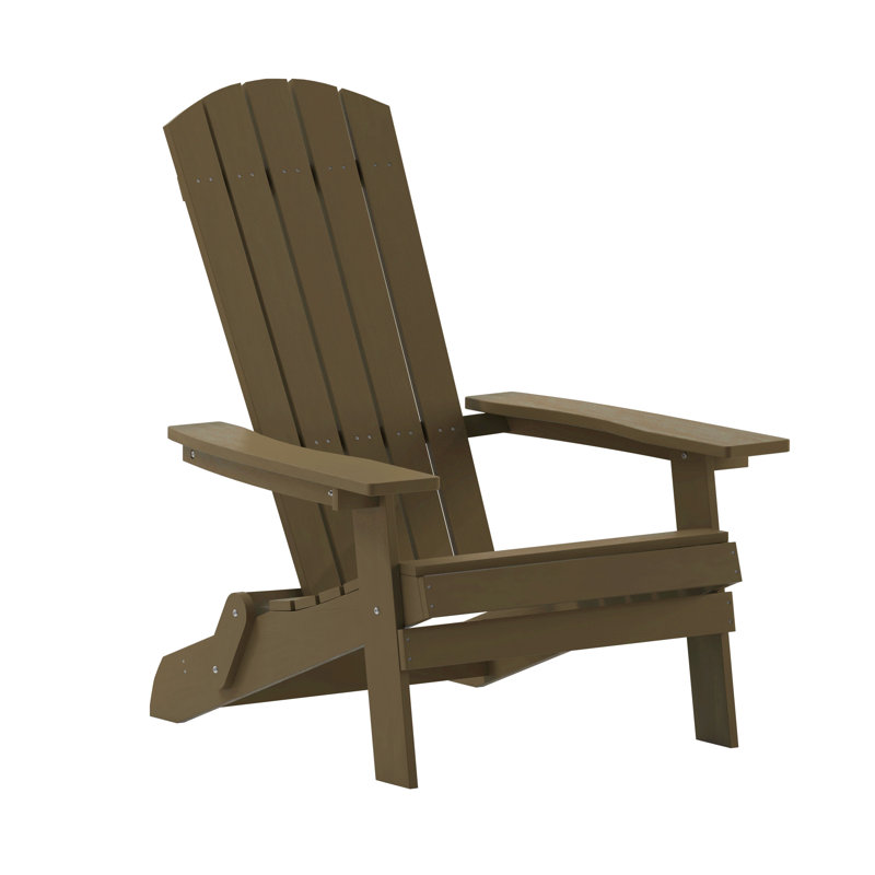 Balasi Contemporary Commercial Grade All-Weather Poly Resin Indoor/Outdoor Folding Adirondack Chair, Mahogany