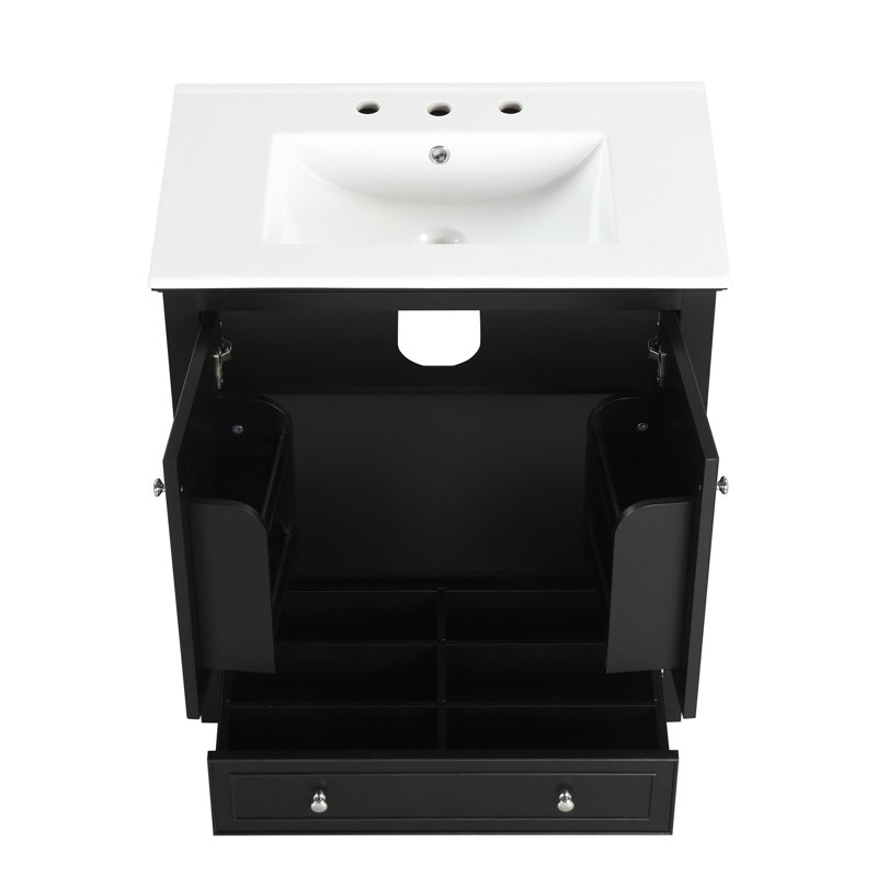 Meuble-lavabo simple 30 po avec plateau en céramique Shaniel