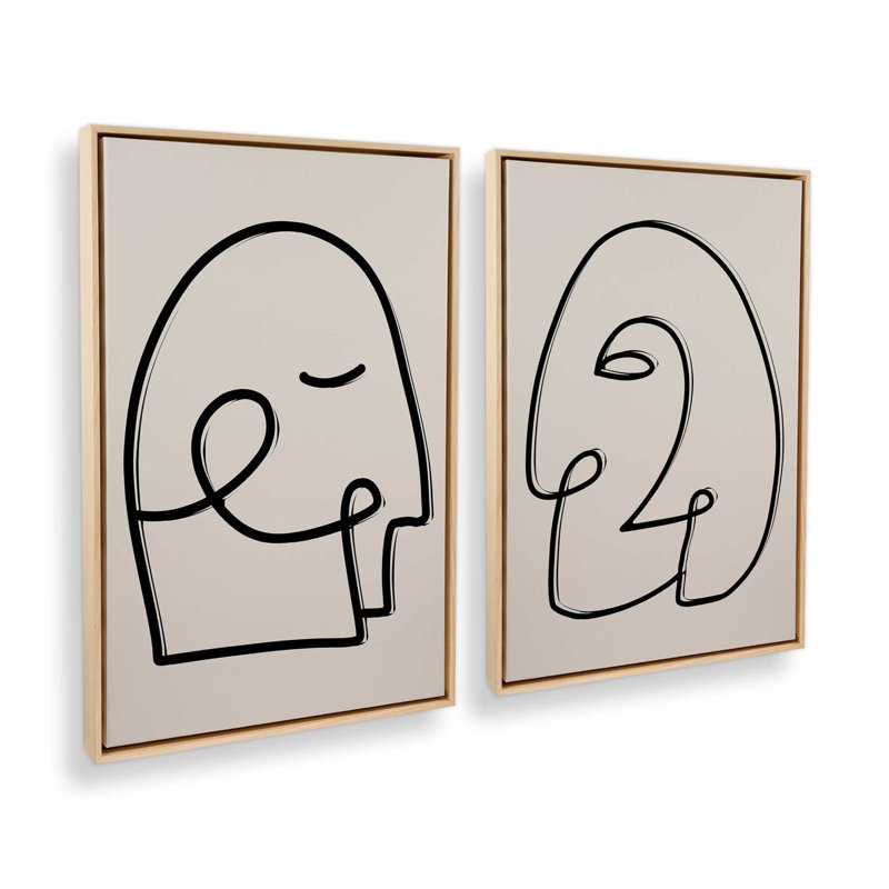 " Mindful Gaze " 2 - Pieces on Canvas, American Maple Framed, 36.75" H x 24.75" W x 1.75" D