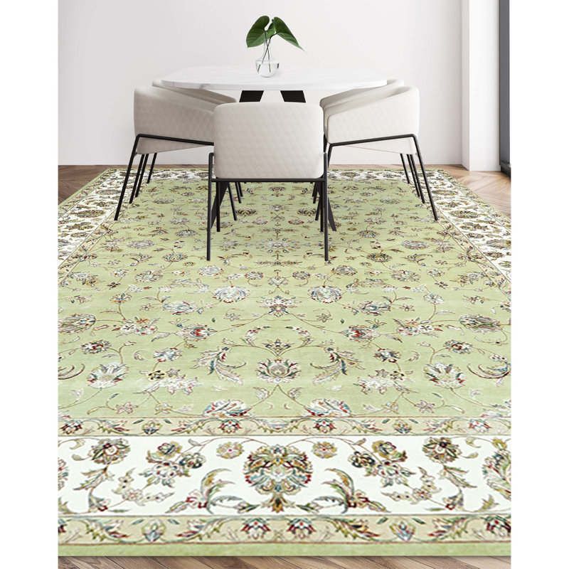 Intricately Oriental Area Rug in Light Blue, Rectangle 6' x 9'