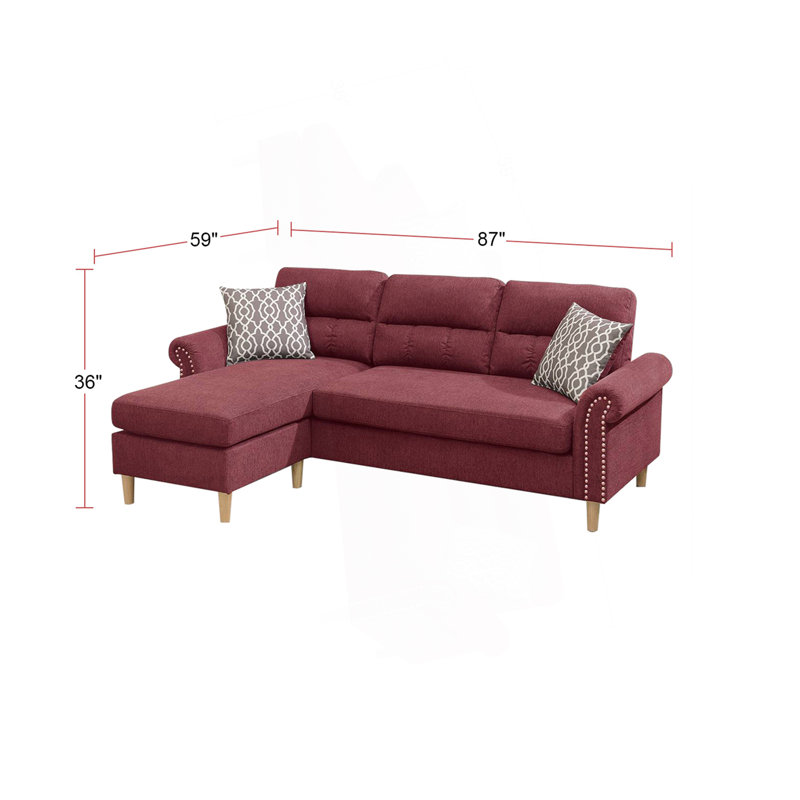 Canapé modulaire réversible en velours rouge paprika