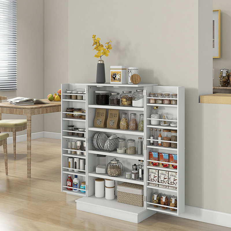 Armoire de cuisine avec étagère à 5 niveaux, 12 étagères à épices