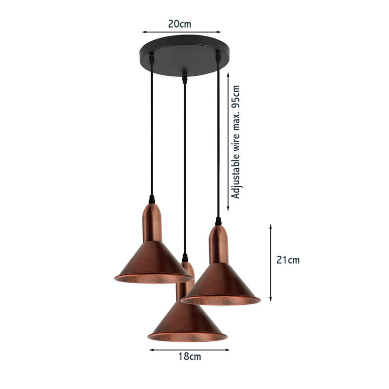 Garber 3 - Light Cluster Pendant, Rustic Red