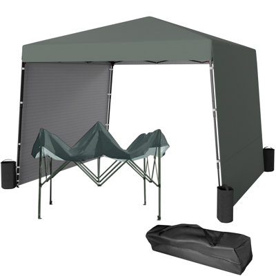 10x10 Ft  Pop Up Canopy Tent With 2 Sidewalls, Waterproof Sun Shade Tent For Commercial Events, Markets, And Backyard Gatherings
