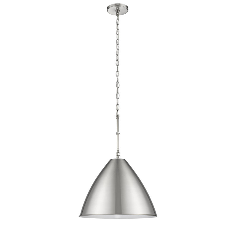 Luminaire suspendu conique à 1 lumière Feldt, Nickel, H 28 po x l 21 po x P 21 po