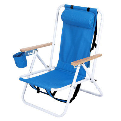 Chaise de plage légère et portable pour adultes, chaises de plage pliantes à plat pour l'extérieur avec 4 positions, chaise de plage avec sac à dos