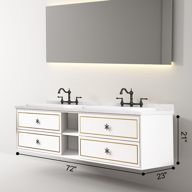 Base de meuble-lavabo double mural 72 po 72 po