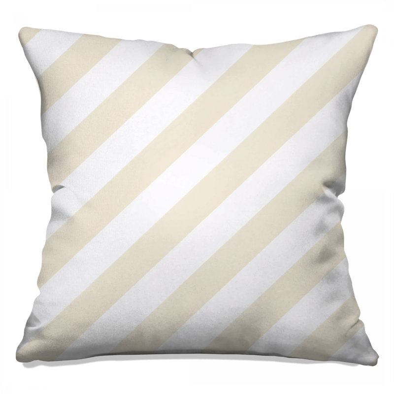 Coussins décoratifs à rayures blanches et beige, 18 x 18 inches