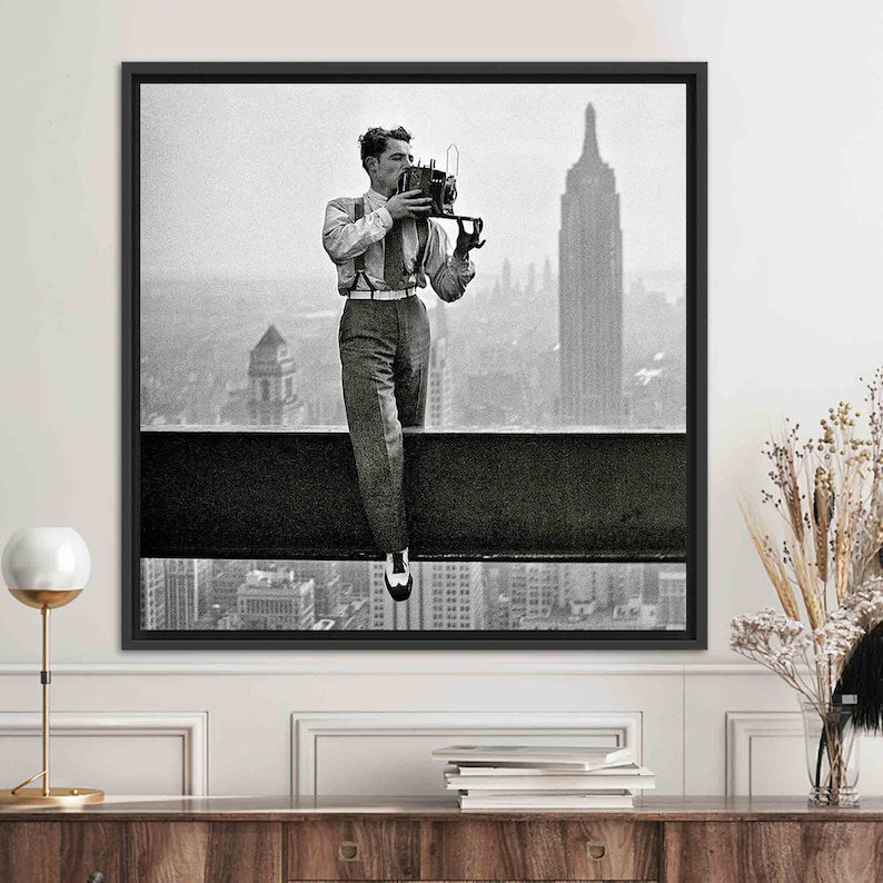 Charles C. Ebbets, gratte-ciel de New York, scène de déjeuner, impression d'art mural 3D, Noir, H 41 po x l 41 po