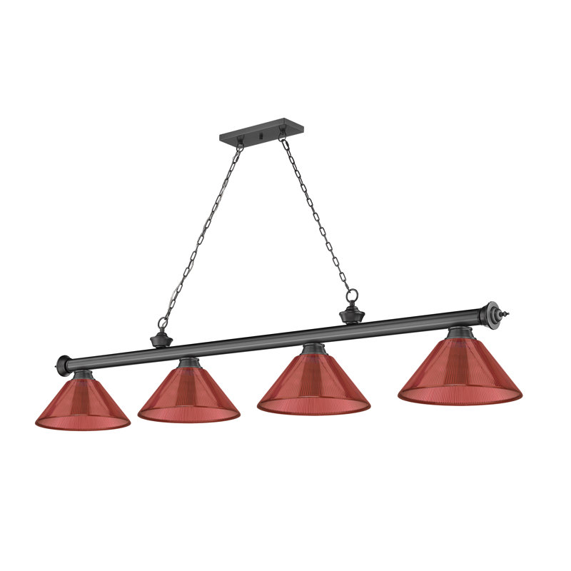 Billard 4 lumières Annaleisa, Rouge, Bronze plaqué
