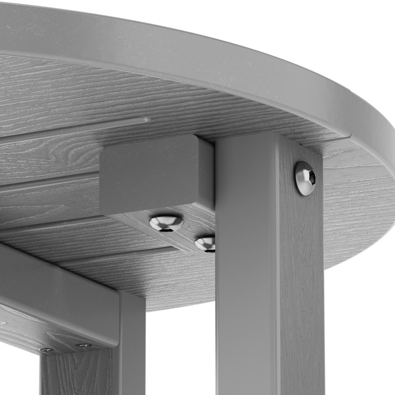 16 Inch Round Outdoor Side Table Adirondack Plastic/Resin Patio Side Table Weather Resistant End Table with Storage Shelf