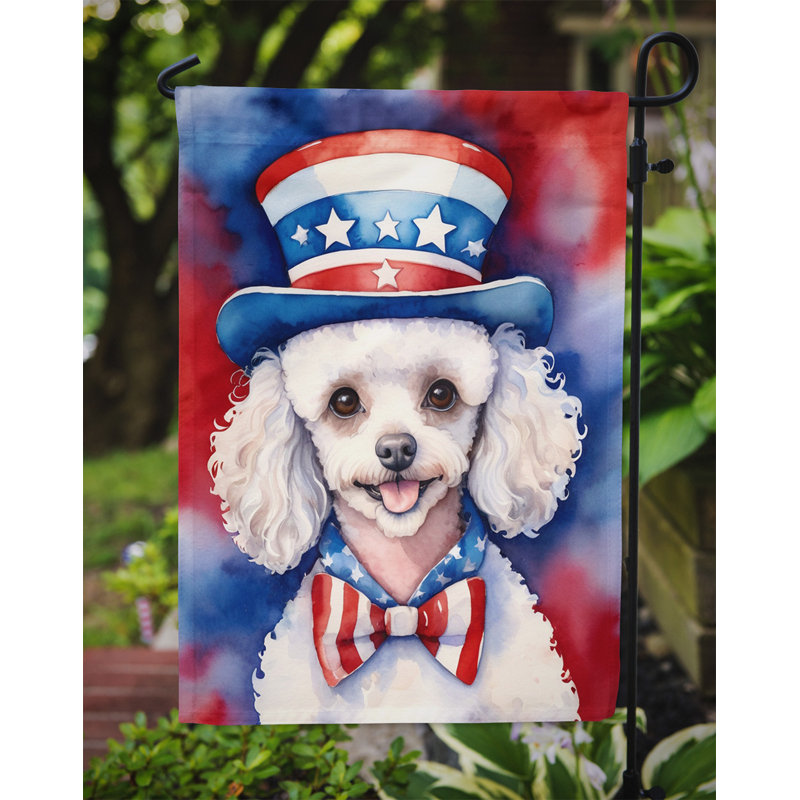 Drapeau patriotique du jardin américain, Blanc / caniche rouge